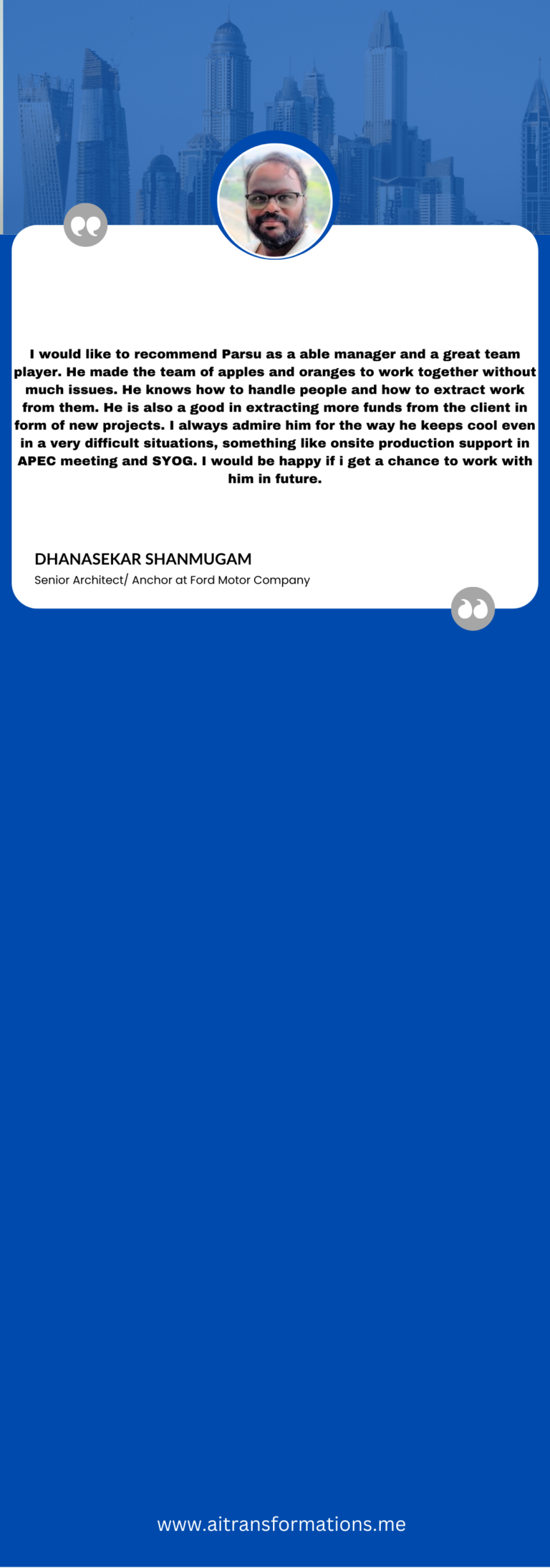 Dhans recommendations about Dr.Parsuvanath